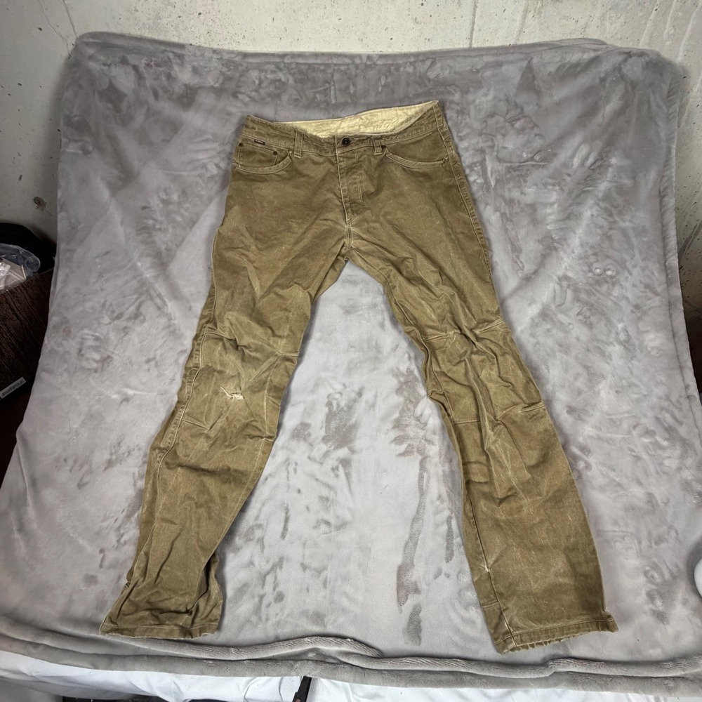 Kuhl Rydr Mens 35x34 Khaki Brown Canvas Articulated Knee Workwear Pants